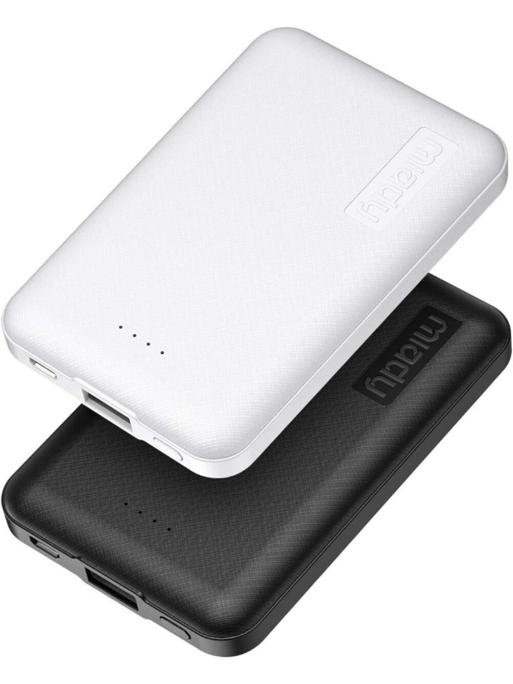 2-Pack White Black Dual USB Lightweight 5000mAh Portable Charger Power Bank